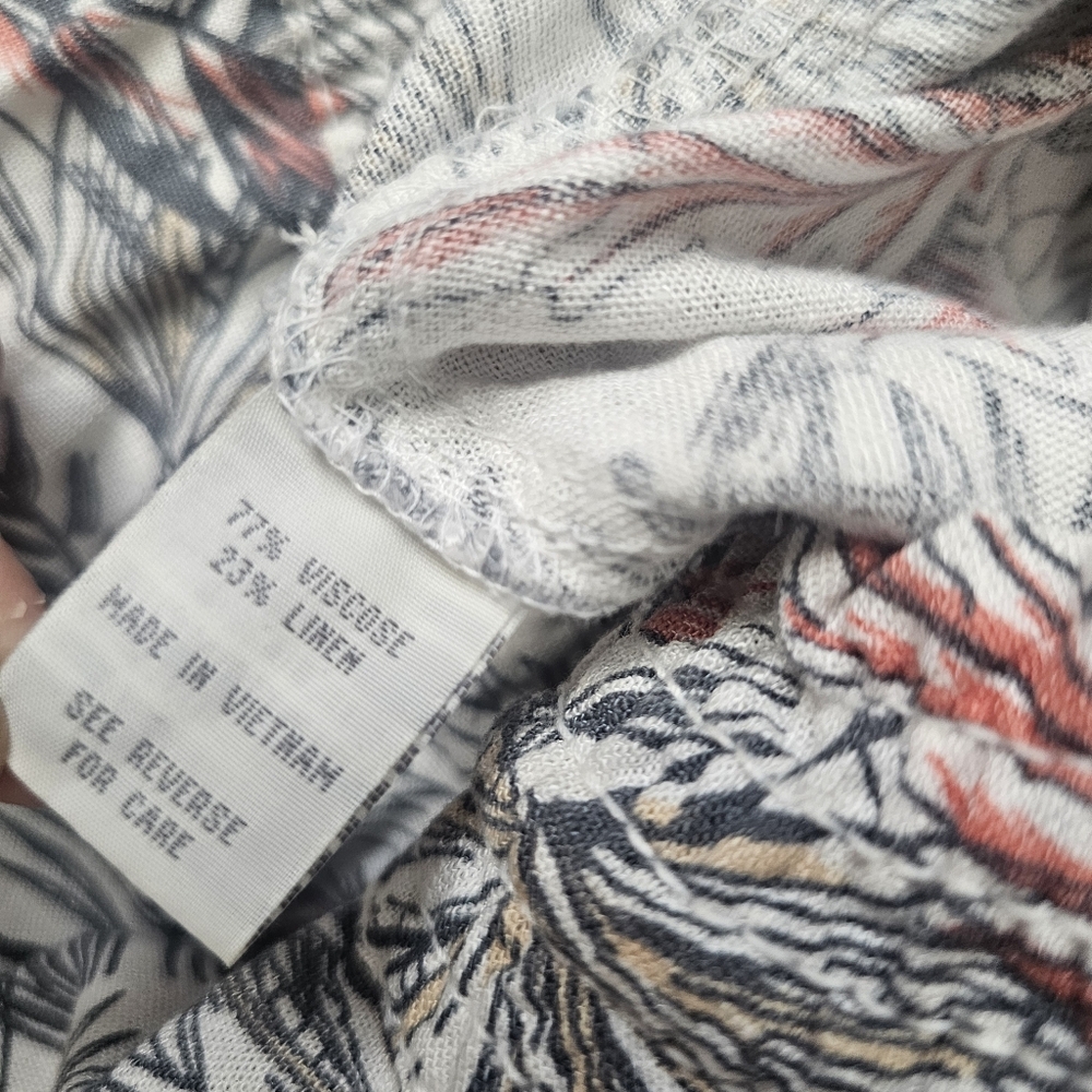 Cali 1850 Los Angeles Linen Blend Tropical Print Wide Leg Stretch Waist Pants Sm - Picture 3 of 3